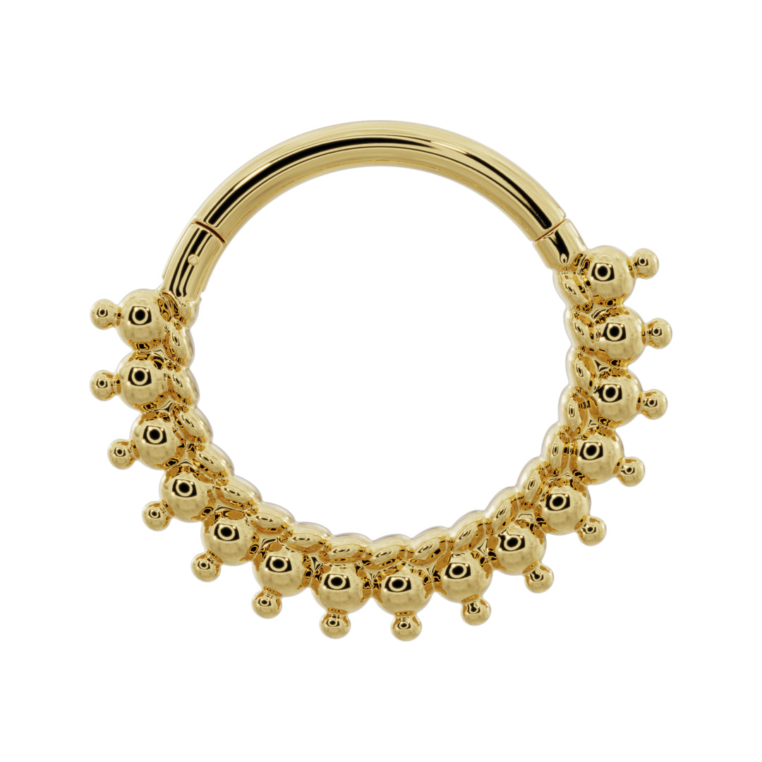 Shala Beads 14k Gold Clicker Ring Hoop-14K Yellow Gold   14G (1.6mm)   5 8" (16mm)