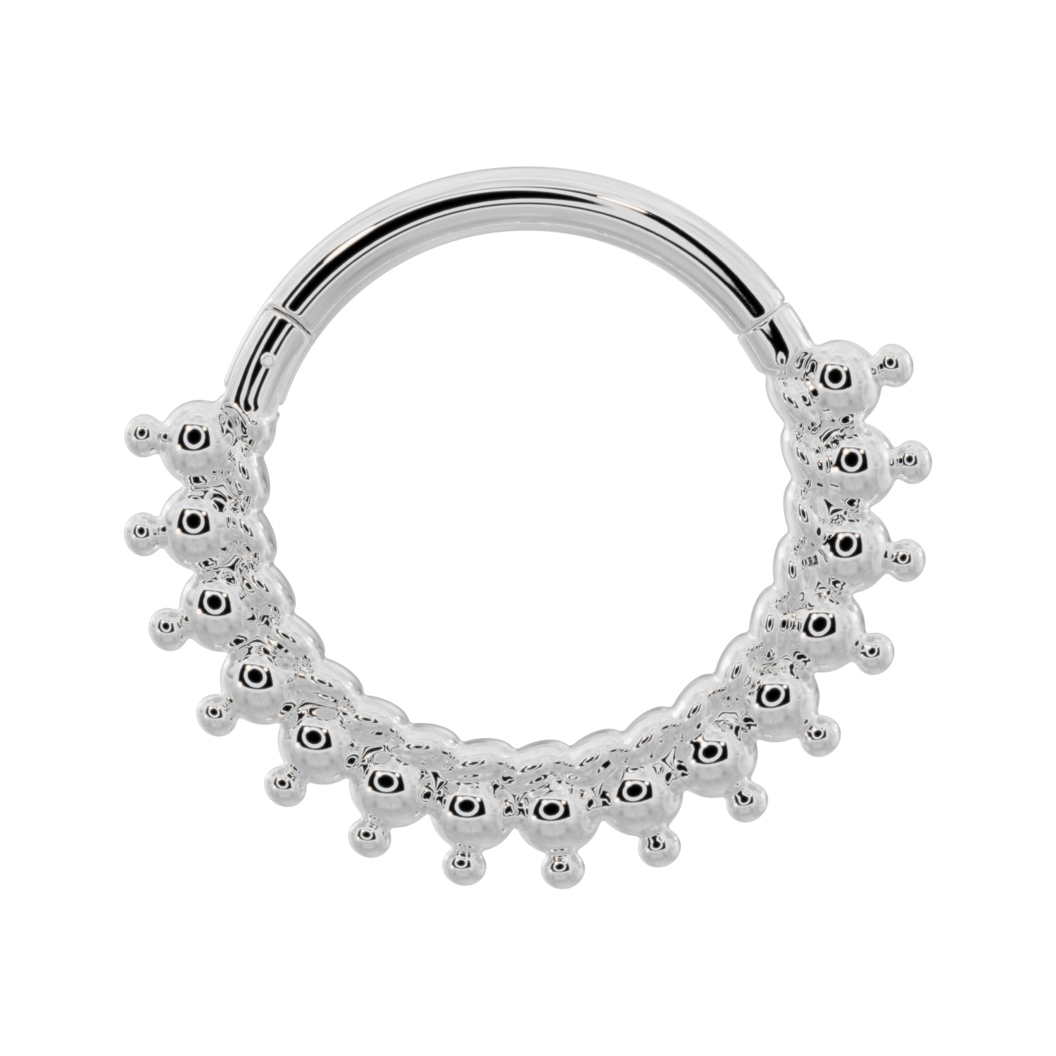Shala Beads 14k Gold Clicker Ring Hoop-14K White Gold   14G (1.6mm)   9 16