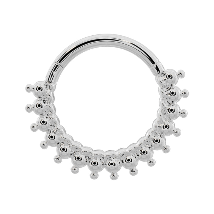 Shala Beads 14k Gold Clicker Ring Hoop-14K White Gold   14G (1.6mm)   9 16" (14mm)