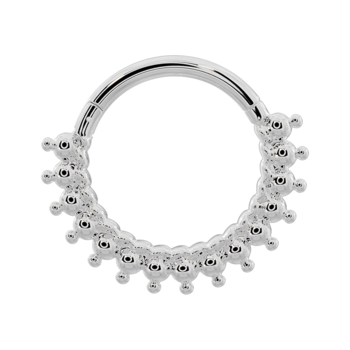 Shala Beads 14k Gold Clicker Ring Hoop-14K White Gold   14G (1.6mm)   9 16" (14mm)