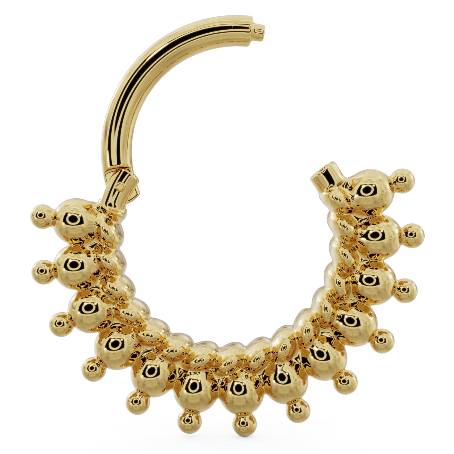 Open clicker Gold Small Shala Beads 14k Gold Clicker Ring Hoop