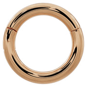 14k rose gold plain clicker ring hoop, 12G front view with bold tube width and warm rosy finish