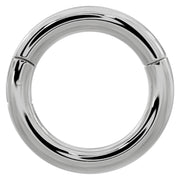 14k white gold plain clicker ring hoop, 12G front view with thick tube and bright polished look