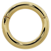 14k yellow gold plain clicker ring hoop, 12G front view showing chunky gauge tube and gold finish