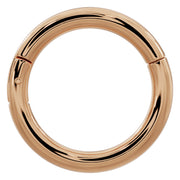 14k rose gold plain clicker ring hoop, 16G front view showing warm blush-tone polished surface