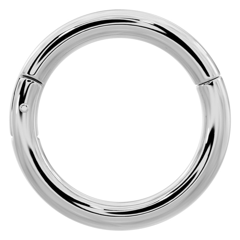 14k white gold plain clicker ring hoop, 16G front view with cool silver-tone high-polish finish