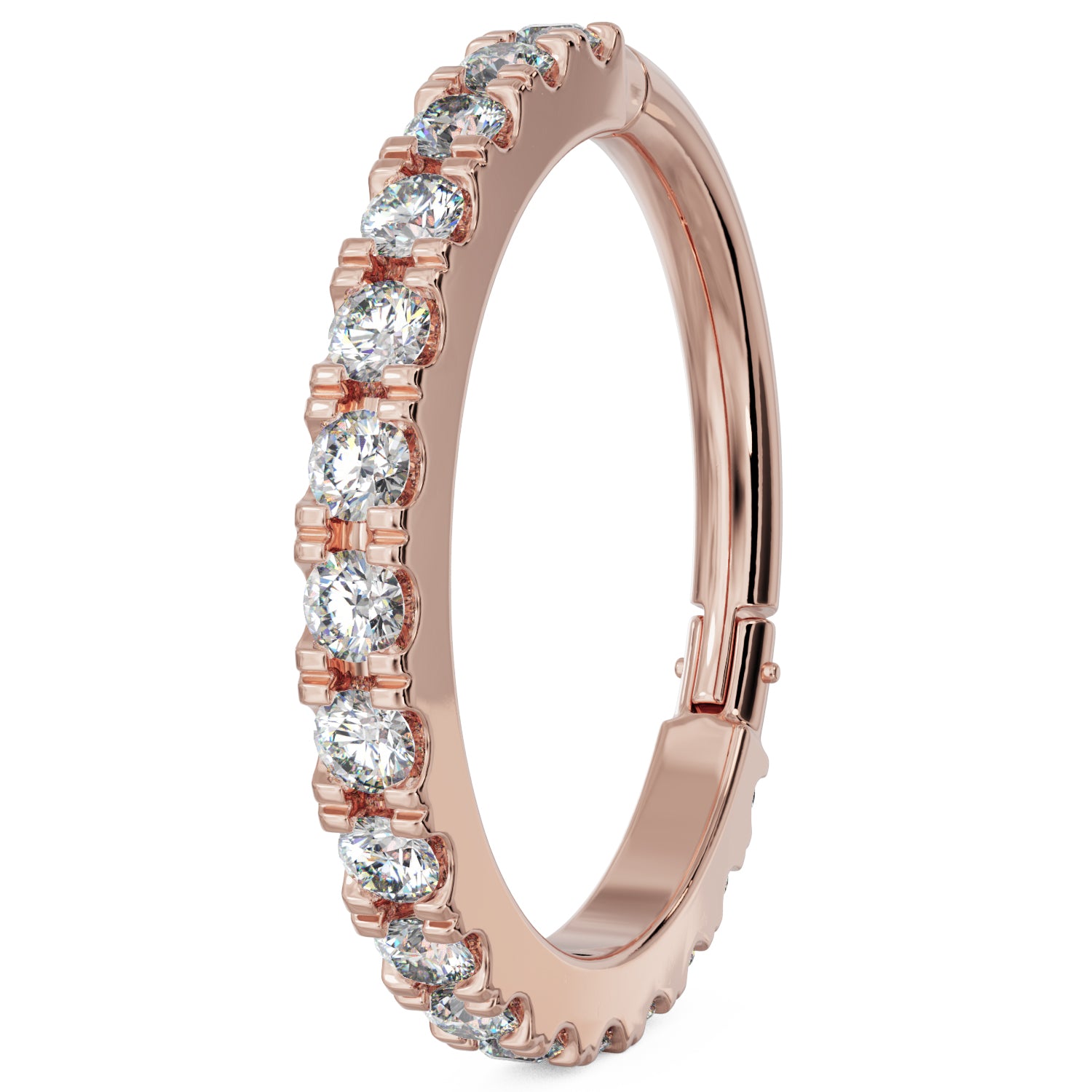Diamond Infinity Cartilage Earring 14k Gold Clicker Ring-14K Rose Gold   14G (1.6mm)   5 8