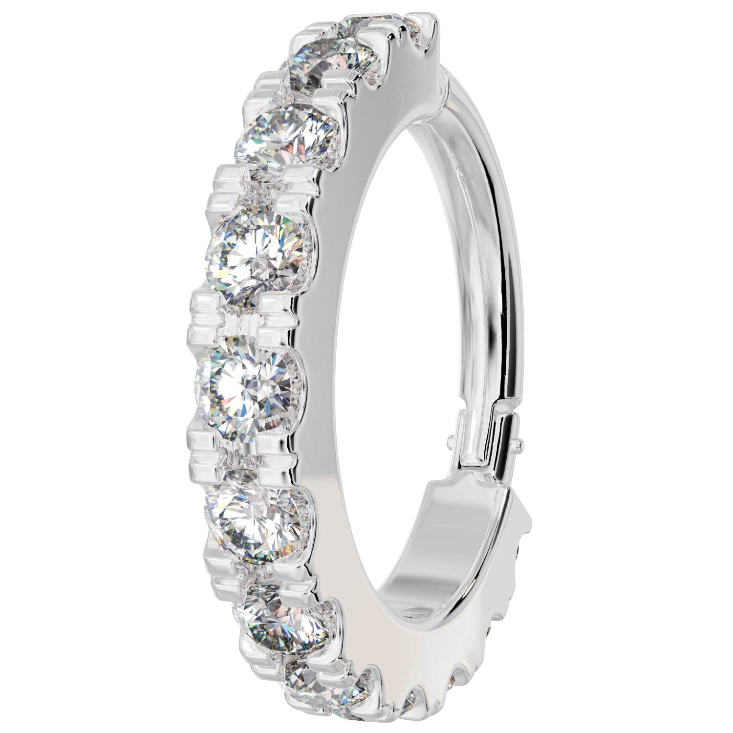 Diamond Infinity Cartilage Earring 14k Gold Clicker Ring-14K White Gold   16G (1.2mm)   3 8