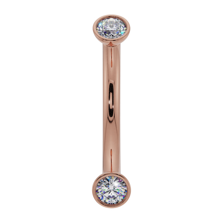 Dainty Cubic Zirconia Bezel-Set Curved Barbell for Eyebrow Rook Belly-14K Rose Gold   16G (1.2mm)   7 16" (11mm)
