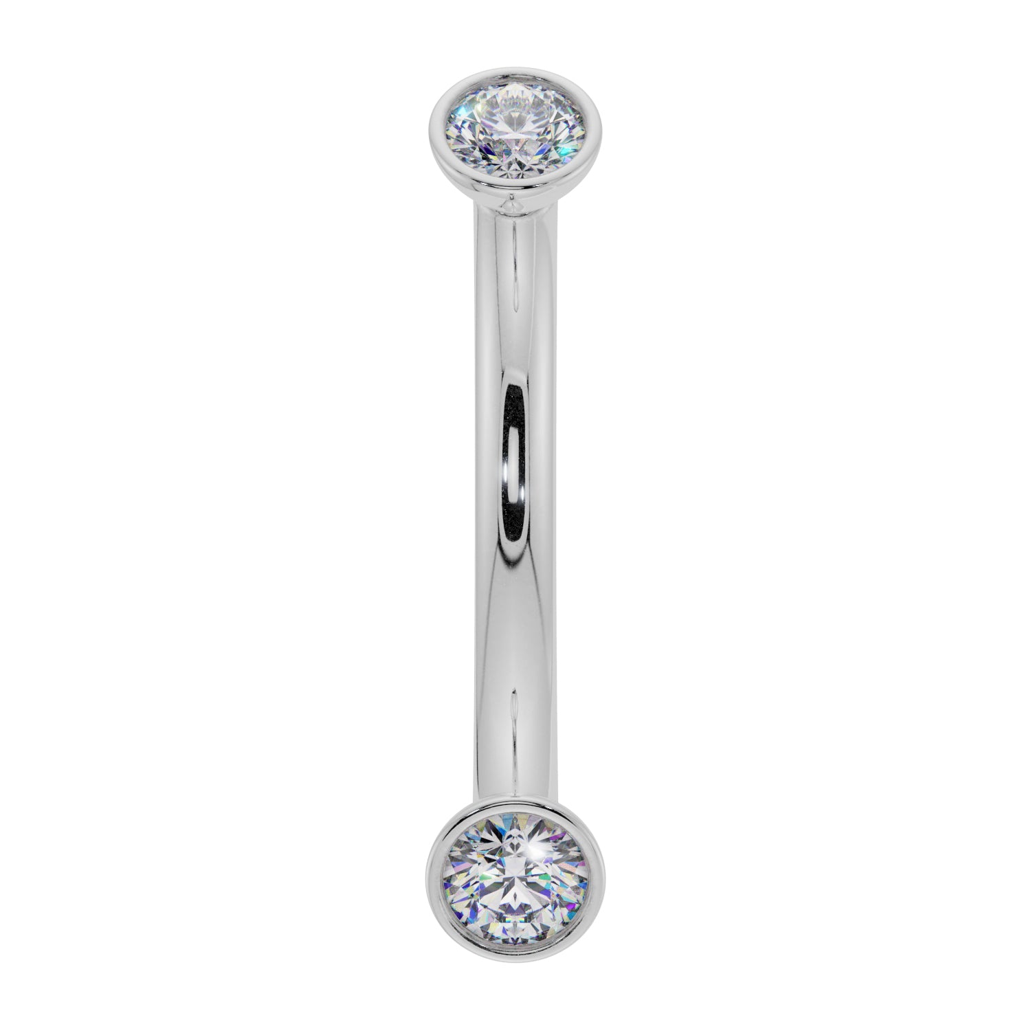 Dainty Diamond Bezel-Set Curved Barbell for Eyebrow Rook Belly-14K White Gold   16G (1.2mm)   7 16