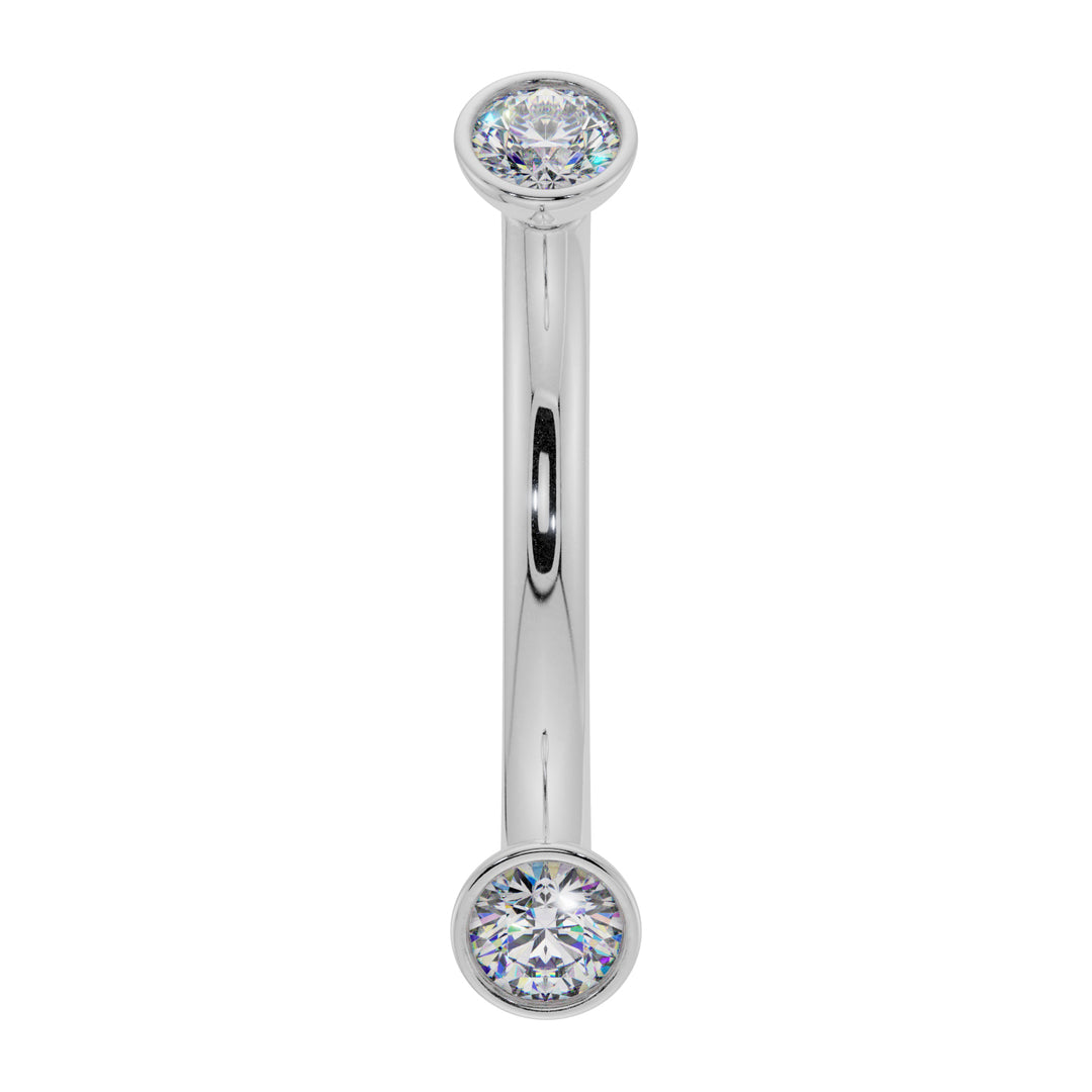 Dainty Diamond Bezel-Set Curved Barbell for Eyebrow Rook Belly-14K White Gold   16G (1.2mm)   7 16" (11mm)