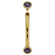 14k yellow gold amethyst curved barbell with top ball removed showing threaded post