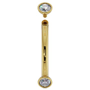 14k yellow gold CZ curved barbell shown disassembled with internally threaded end removed