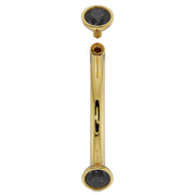 14k yellow gold black diamond curved barbell with top ball removed, showing threaded post
