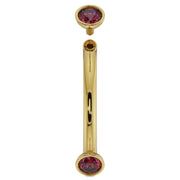 14k yellow gold ruby curved barbell with top ball removed, showing threaded post assembly