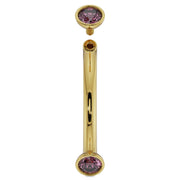 14K yellow gold pink sapphire curved barbell with top ball removed, showing threaded post