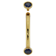 14k yellow gold blue sapphire curved barbell with top ball detached showing threaded post