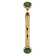 14k yellow gold emerald curved barbell with top ball removed, showing threaded post detail