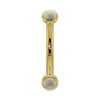 14k yellow gold opal bezel-set curved barbell with iridescent 2mm opal ends, front view