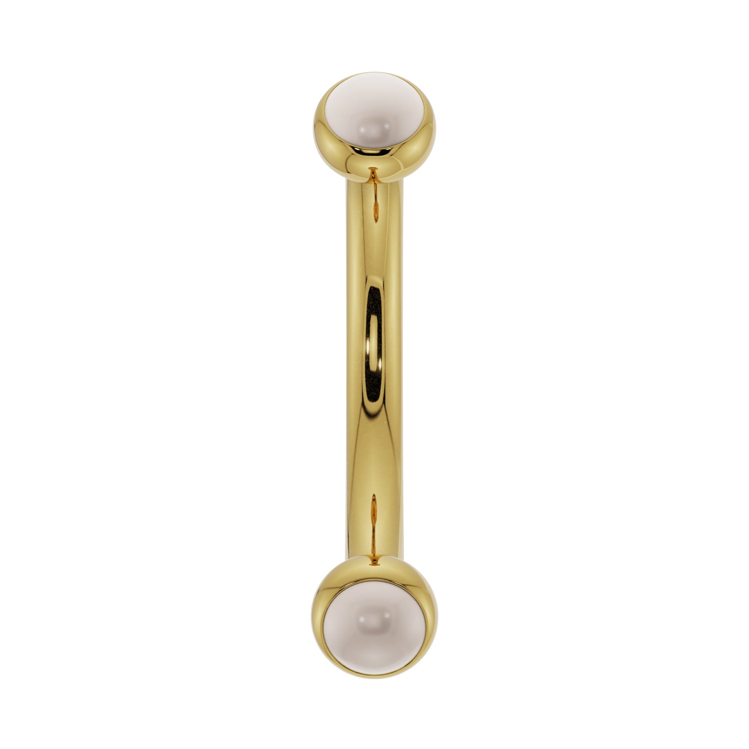 Dainty Pearl Bezel-Set Curved Barbell for Eyebrow Rook Belly-14K Yellow Gold   16G (1.2mm)   7 16