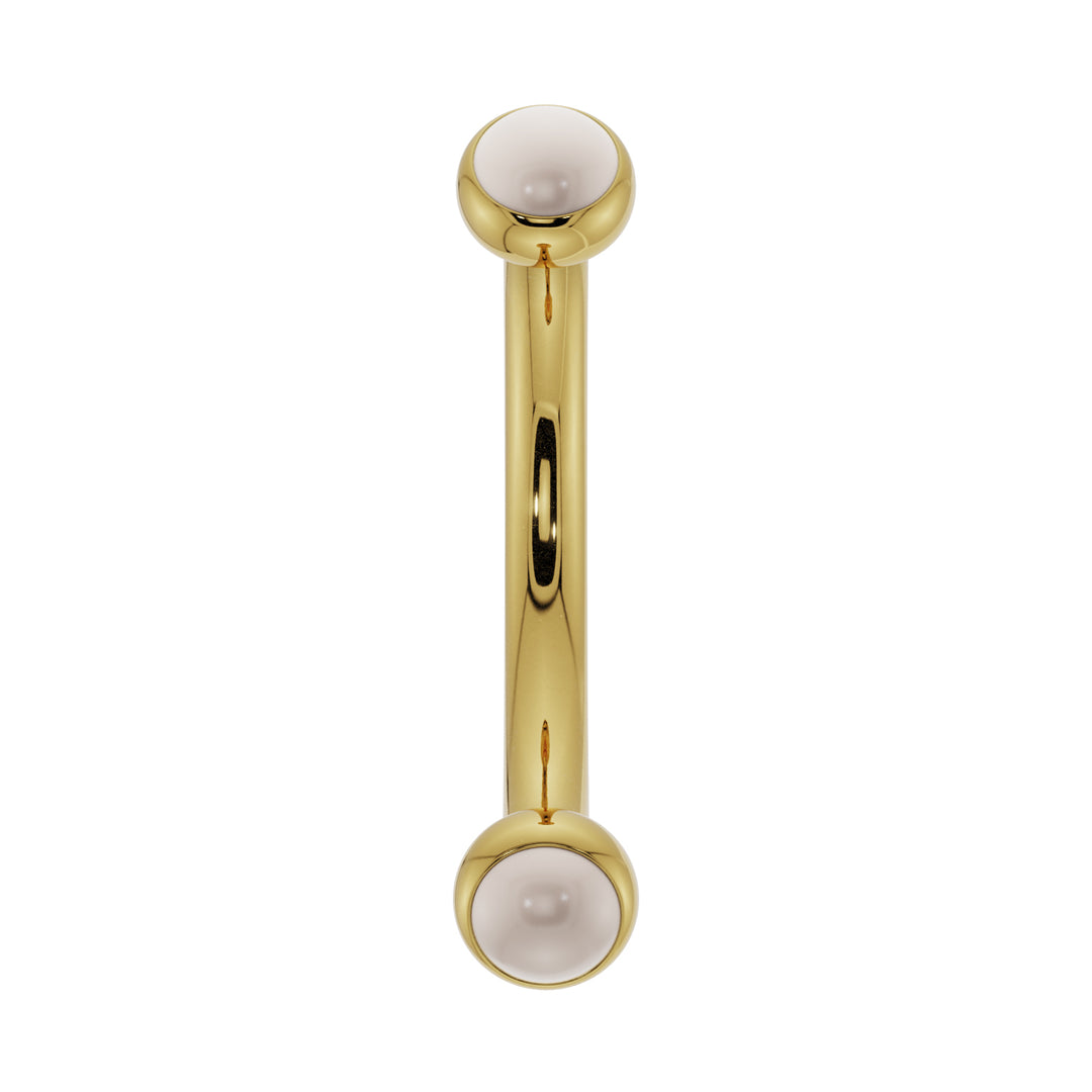 Dainty Pearl Bezel-Set Curved Barbell for Eyebrow Rook Belly-14K Yellow Gold   16G (1.2mm)   7 16" (11mm)