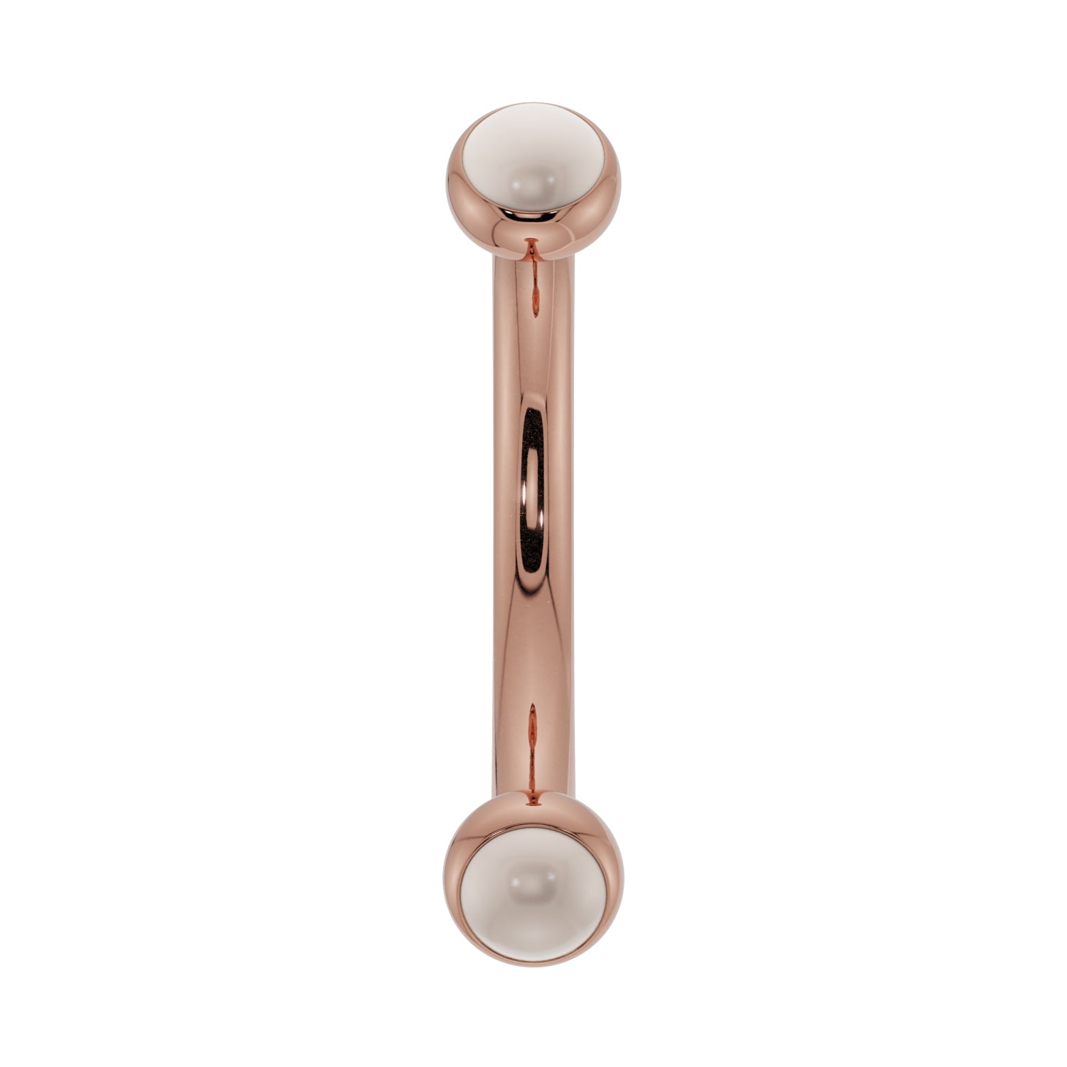 Dainty Pearl Bezel-Set Curved Barbell for Eyebrow Rook Belly-14K Rose Gold   16G (1.2mm)   7 16