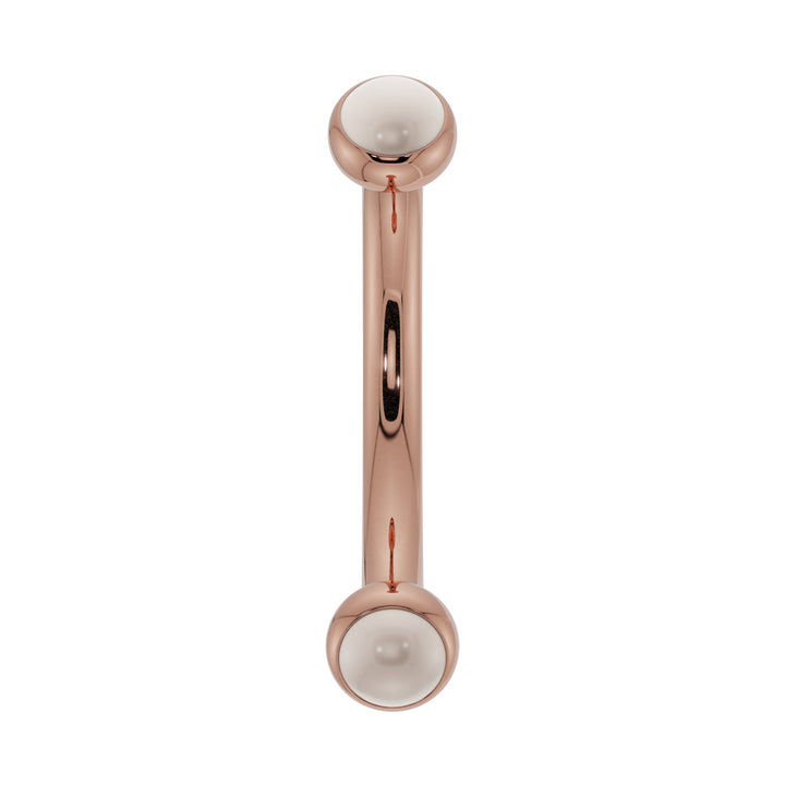 Dainty Pearl Bezel-Set Curved Barbell for Eyebrow Rook Belly-14K Rose Gold   16G (1.2mm)   7 16" (11mm)