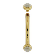 14k yellow gold opal curved barbell with top ball removed, showing threaded post and screw-off end