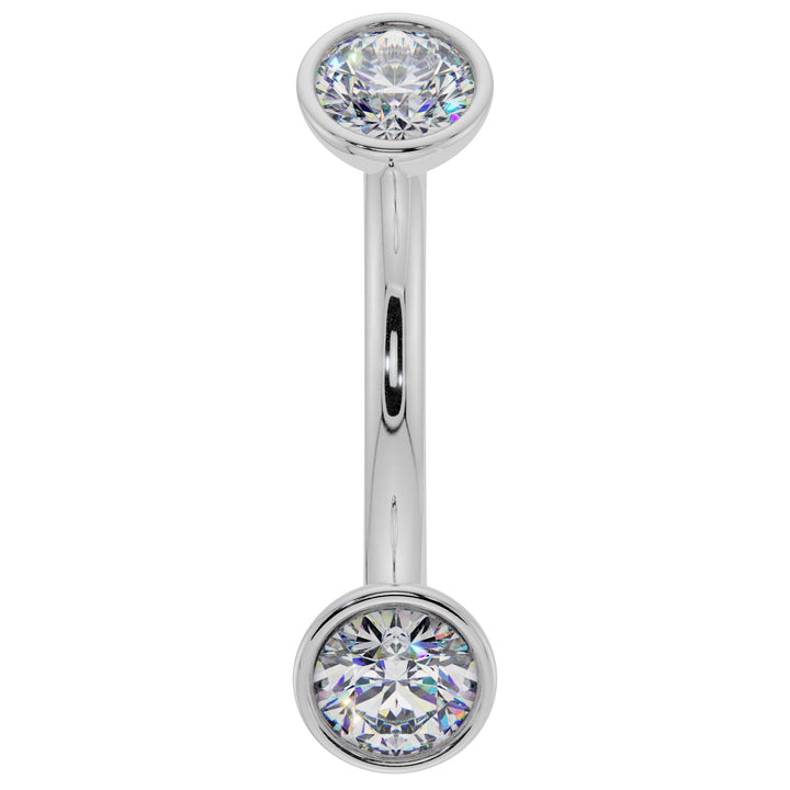 Cubic Zirconia Bezel-Set Eyebrow Rook Belly Curved Barbell-14K White Gold   16G (1.2mm)   7 16" (11mm)