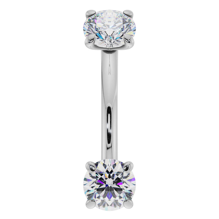 Cubic Zirconia Prong-Set Eyebrow Rook Belly Curved Barbell-14K White Gold   16G (1.2mm)   7 16" (11mm)
