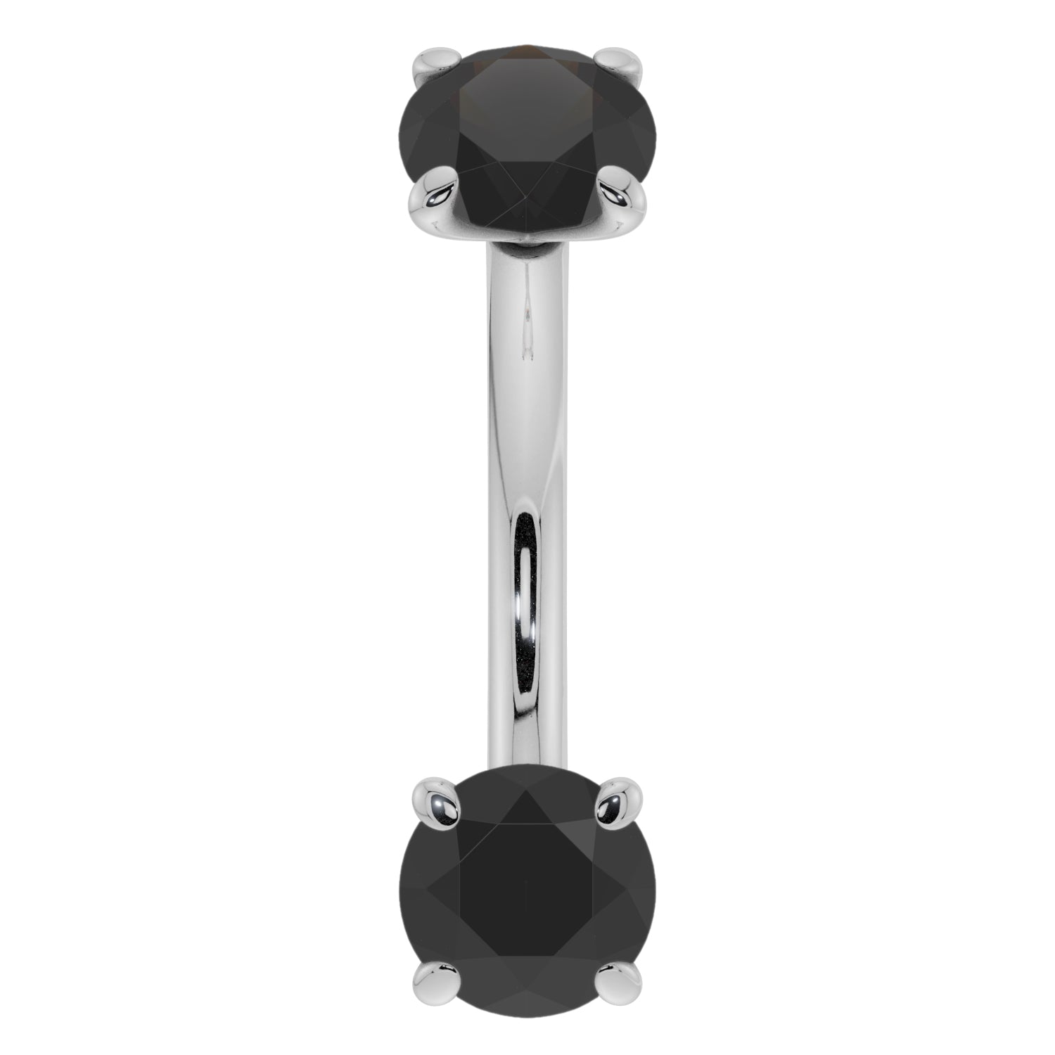 Dainty Black Diamond Prong-Set Curved Barbell for Eyebrow Rook Belly-14K White Gold   14G (1.6mm)   7 16