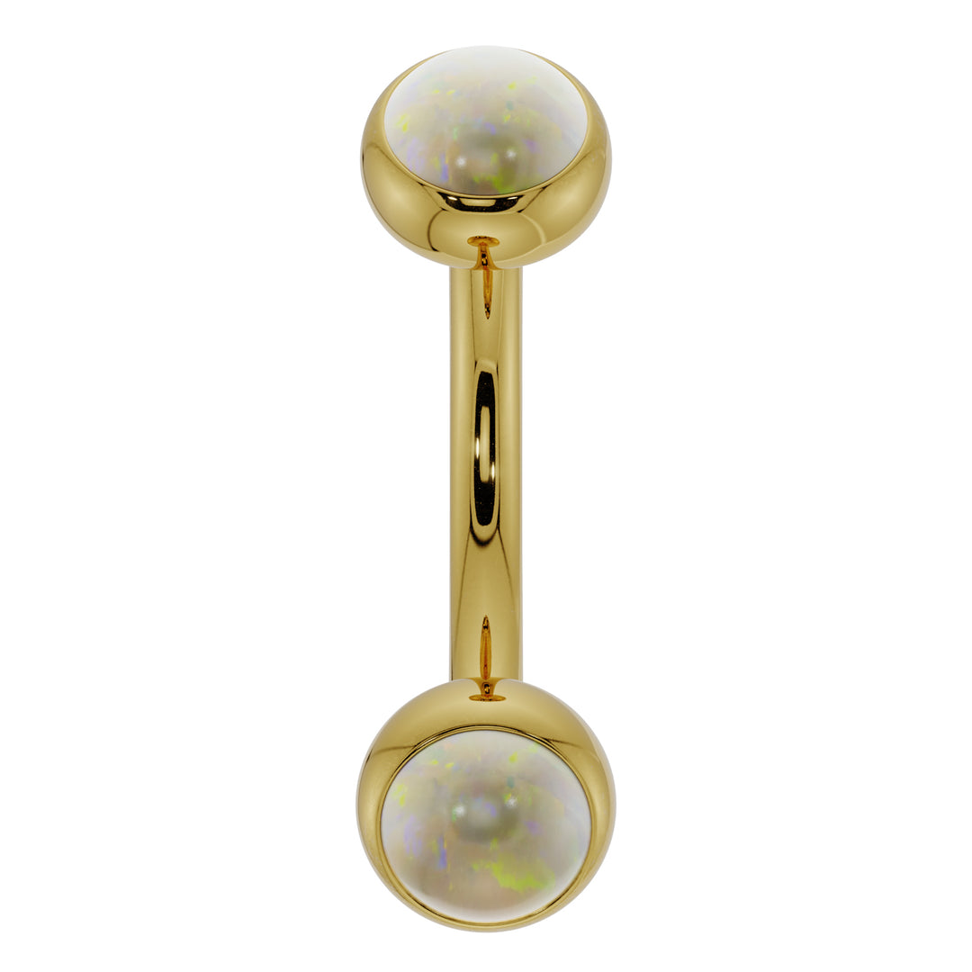 Opal Bezel-Set Eyebrow Rook Belly Curved Barbell-14K Yellow Gold   14G (1.6mm) (Belly Ring)   7 16" (11mm)