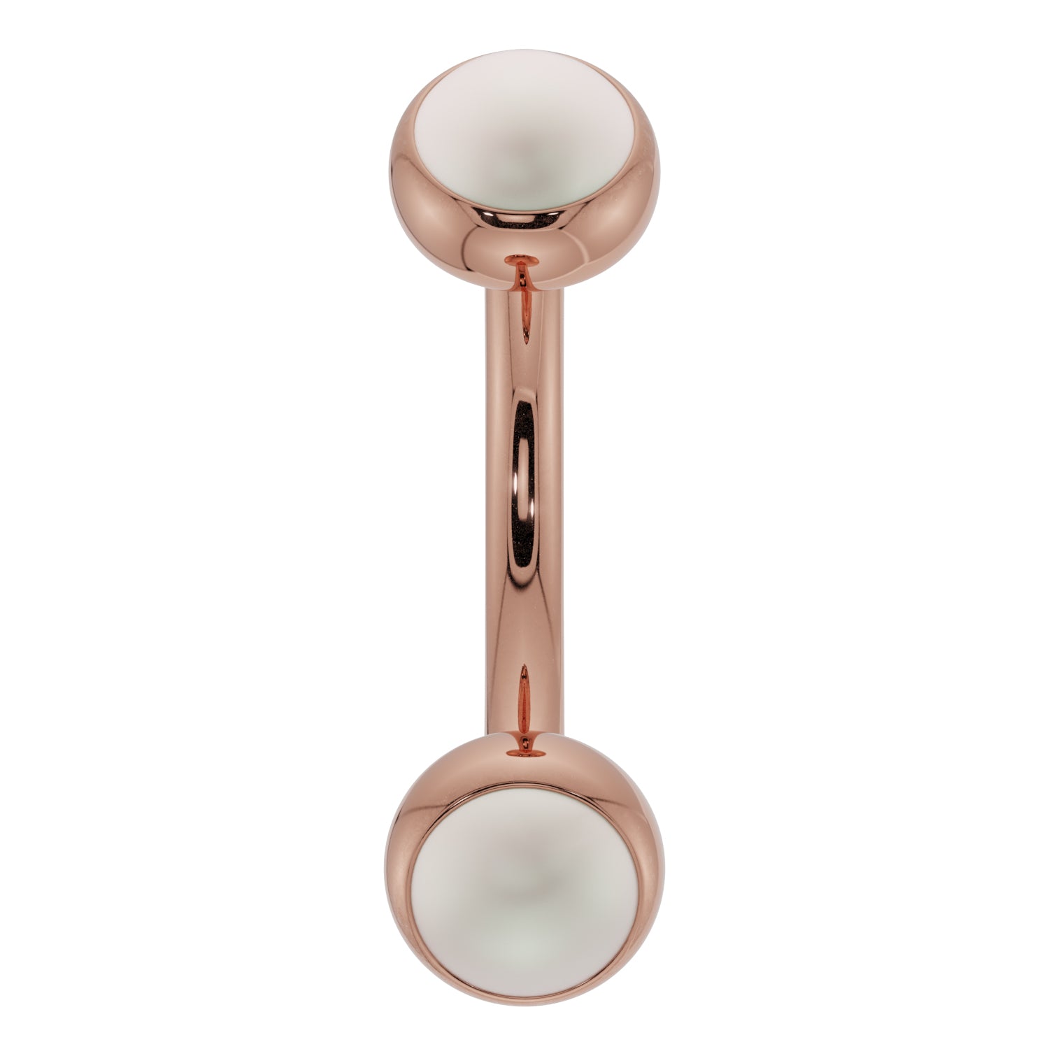 Pearl Bezel-Set Eyebrow Rook Belly Curved Barbell-14K Rose Gold   14G (1.6mm) (Belly Ring)   7 16