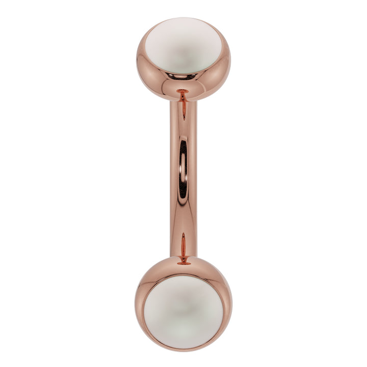 Pearl Bezel-Set Eyebrow Rook Belly Curved Barbell-14K Rose Gold   14G (1.6mm) (Belly Ring)   7 16" (11mm)