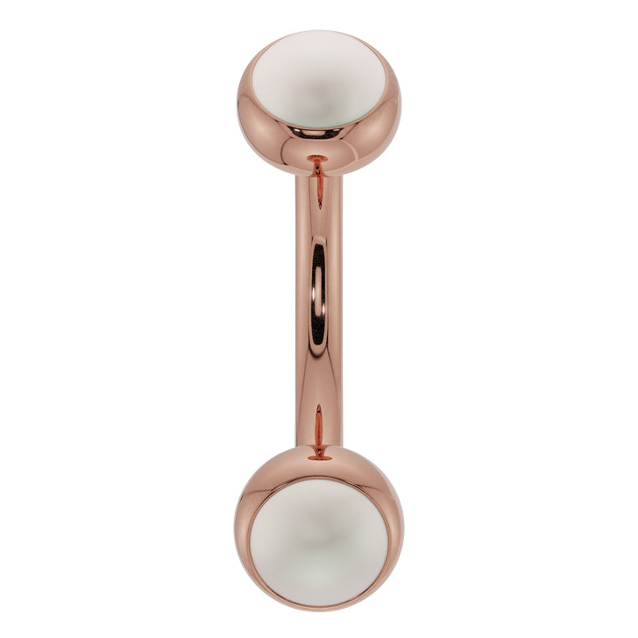 Dainty Pearl Bezel-Set Curved Barbell for Eyebrow Rook Belly-14K Rose Gold   14G (1.6mm)   7 16" (11mm)