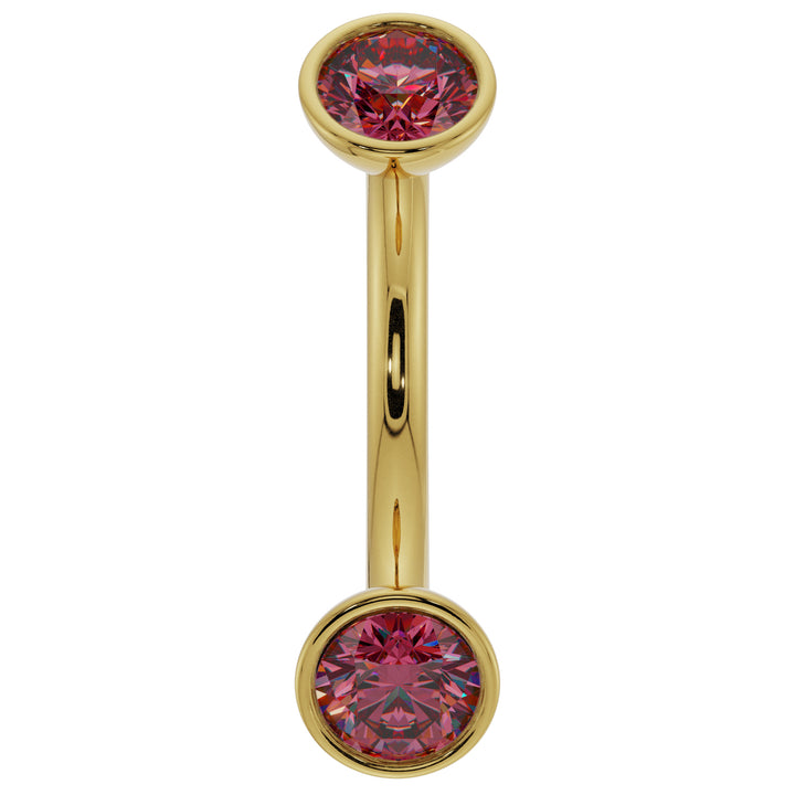 Ruby Bezel-Set Eyebrow Rook Belly Curved Barbell-14K Yellow Gold   16G (1.2mm)   7 16" (11mm)