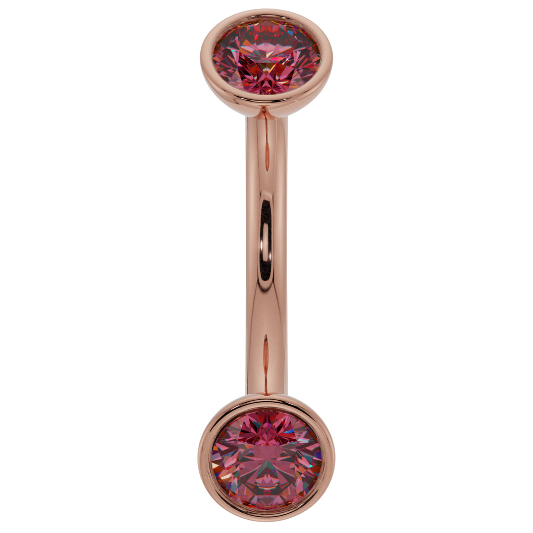 Ruby Bezel-Set Eyebrow Rook Belly Curved Barbell-14K Rose Gold   16G (1.2mm)   7 16" (11mm)