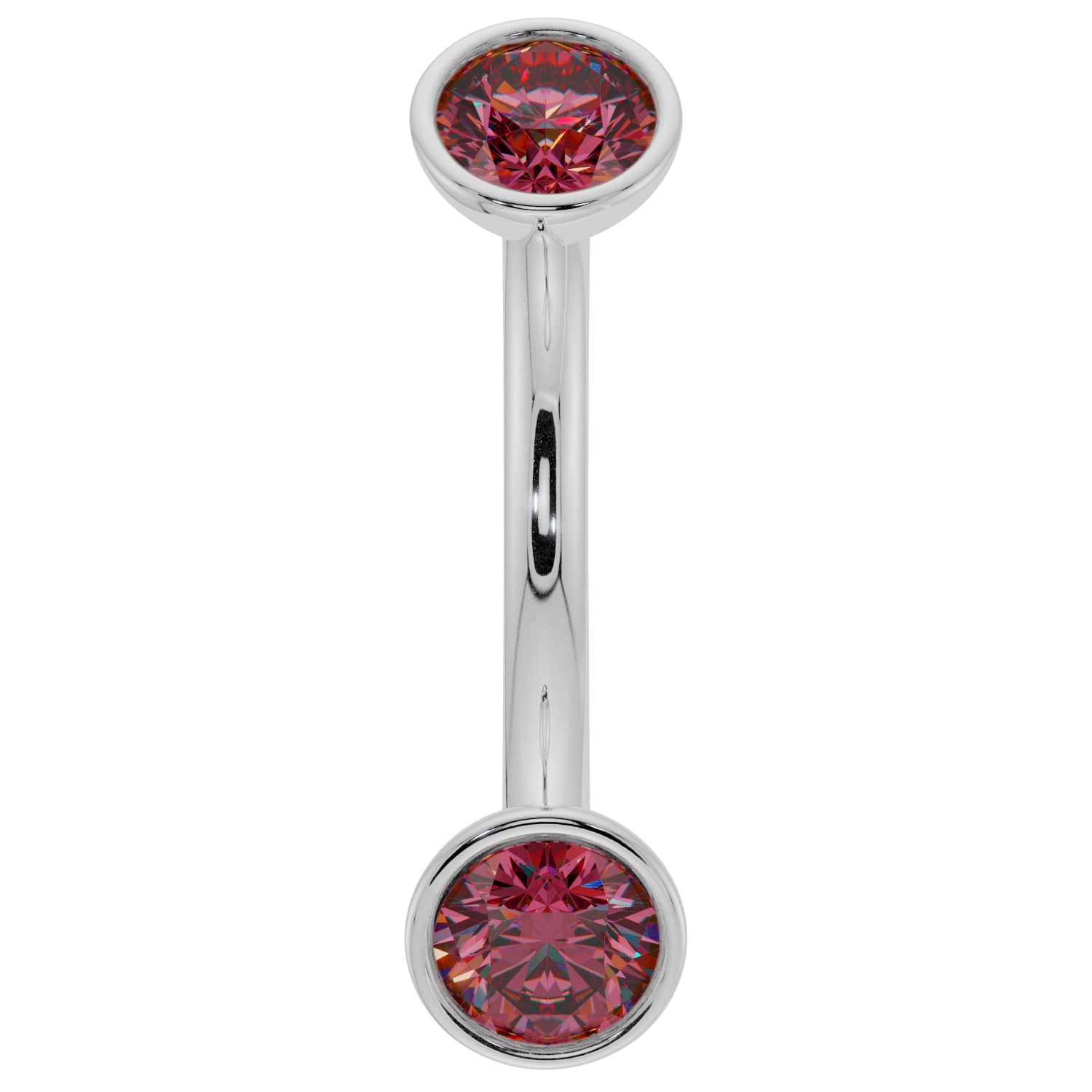 Ruby Bezel-Set Eyebrow Rook Belly Curved Barbell-14K White Gold   16G (1.2mm)   7 16
