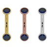 4mm blue sapphire bezel curved barbell side-by-side in 14k yellow, rose, and white gold options