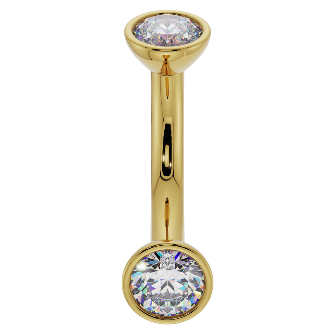 Cubic Zirconia Bezel-Set Eyebrow Rook Belly Curved Barbell-14K Yellow Gold   14G (1.6mm) (Belly Ring)   7 16" (11mm)