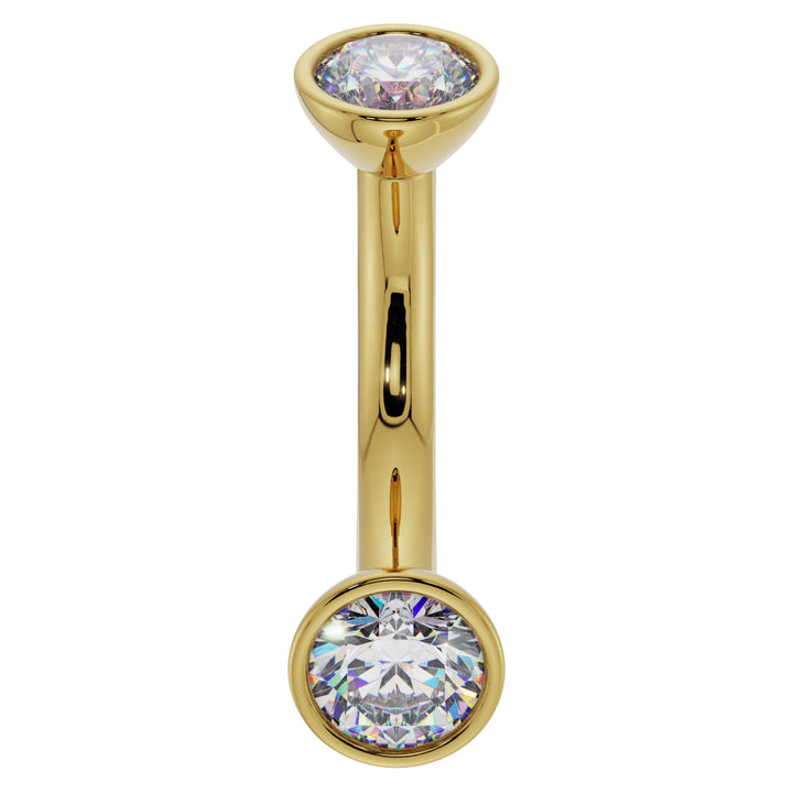 Cubic Zirconia Bezel-Set Eyebrow Rook Belly Curved Barbell-14K Yellow Gold   14G (1.6mm) (Belly Ring)   7 16" (11mm)