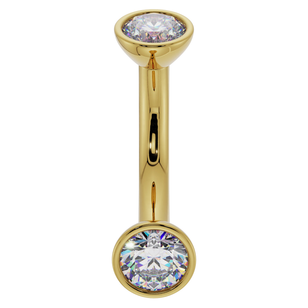 Diamond Bezel-Set Eyebrow Rook Belly Curved Barbell-14K Yellow Gold   14G (1.6mm) (Belly Ring)   7 16" (11mm)