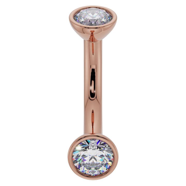 Cubic Zirconia Bezel-Set Eyebrow Rook Belly Curved Barbell-14K Rose Gold   14G (1.6mm) (Belly Ring)   7 16" (11mm)