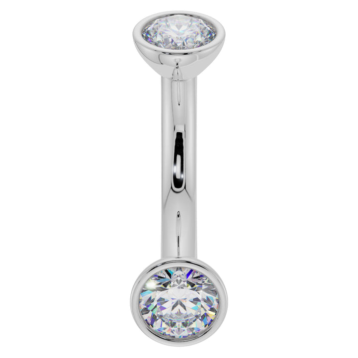 Diamond Bezel-Set Eyebrow Rook Belly Curved Barbell-14K White Gold   14G (1.6mm) (Belly Ring)   7 16" (11mm)