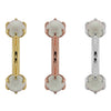 Pearl curved barbell in 14k yellow, rose, and white gold showing larger 4mm pearl size comparison