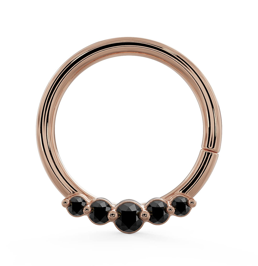 Mini Climber Black Diamond 14K Seam Ring Hoop