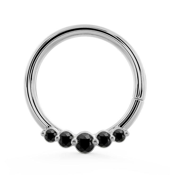 Mini Climber Black Diamond 14K Seam Ring Hoop