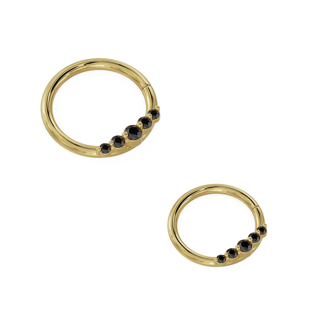 Mini Climber Black Diamond 14K Seam Ring Hoop