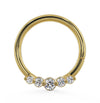 14K yellow gold CZ seam ring hoop with five bezel-set cubic zirconia stones, front view
