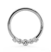 14K white gold diamond seam ring hoop with five bezel-set diamonds, front view